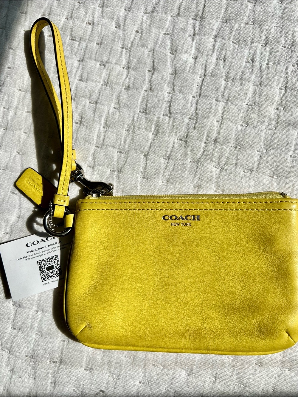 COACH Yellow Leather Wristlet with Silver Hardware - Picture 3 of 7